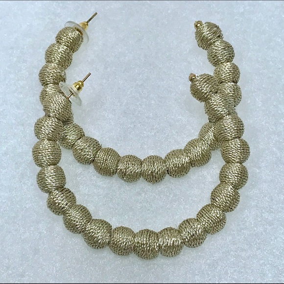 SOLD Kenneth Jay Lane Gold Thread Earrings - Picture 4 of 7